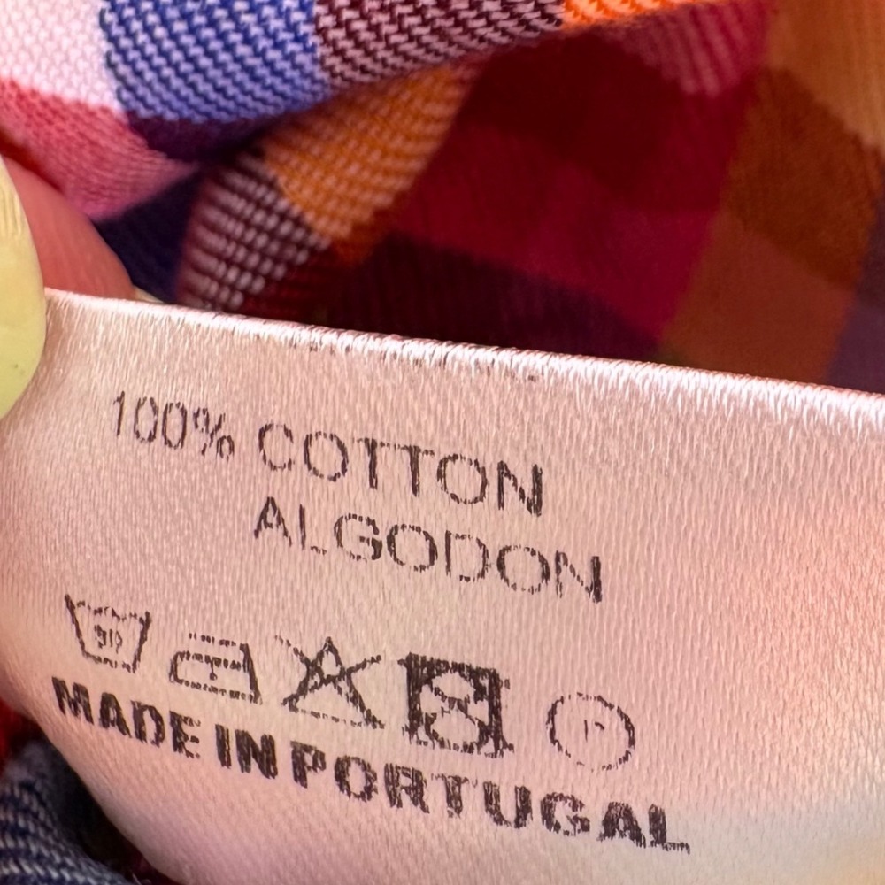 Vilagallo Rainbow Plaid Ruffle Collar Cotton Button Down Shirt Women 36 Portugal - Picture 3 of 6